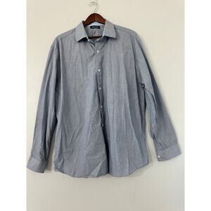 Nautica Blue Polka Dot Casual Dress Button Down Shirt sz 17.5